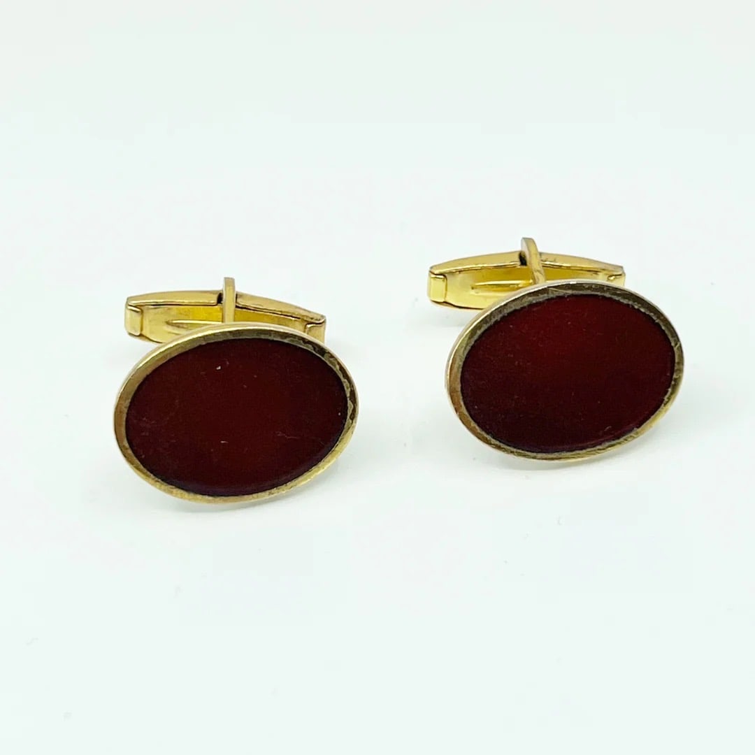 gold filled red enamel cufflinks SKU-1799 (1 of 5)