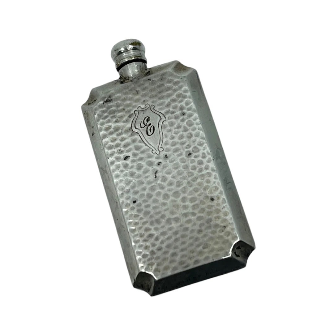 Art Deco silver plated hammered perfume bottle SKU-1801 (1 of 3)