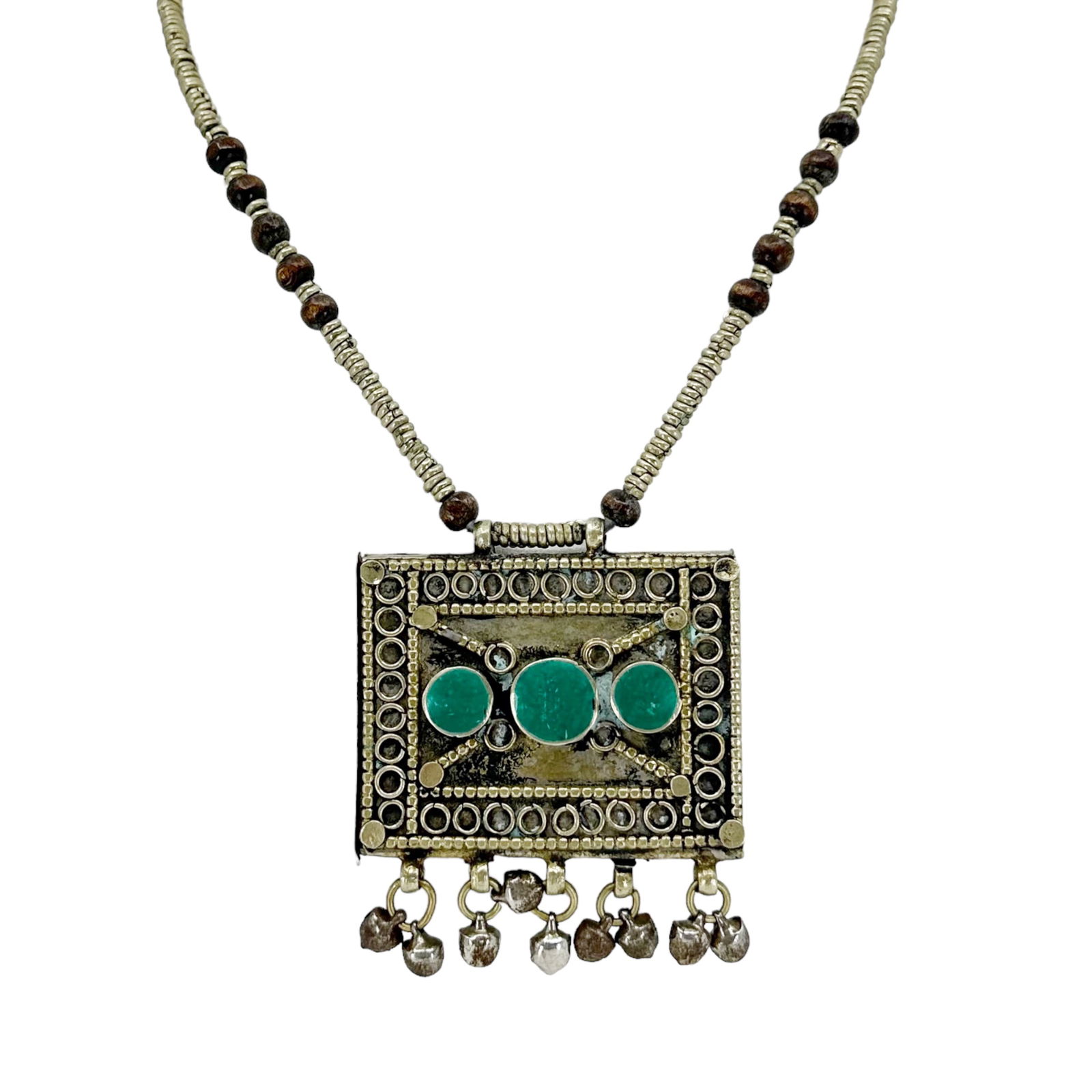 Vintage silver talisman tribal boho necklace SKU-1868 (1 of 6)