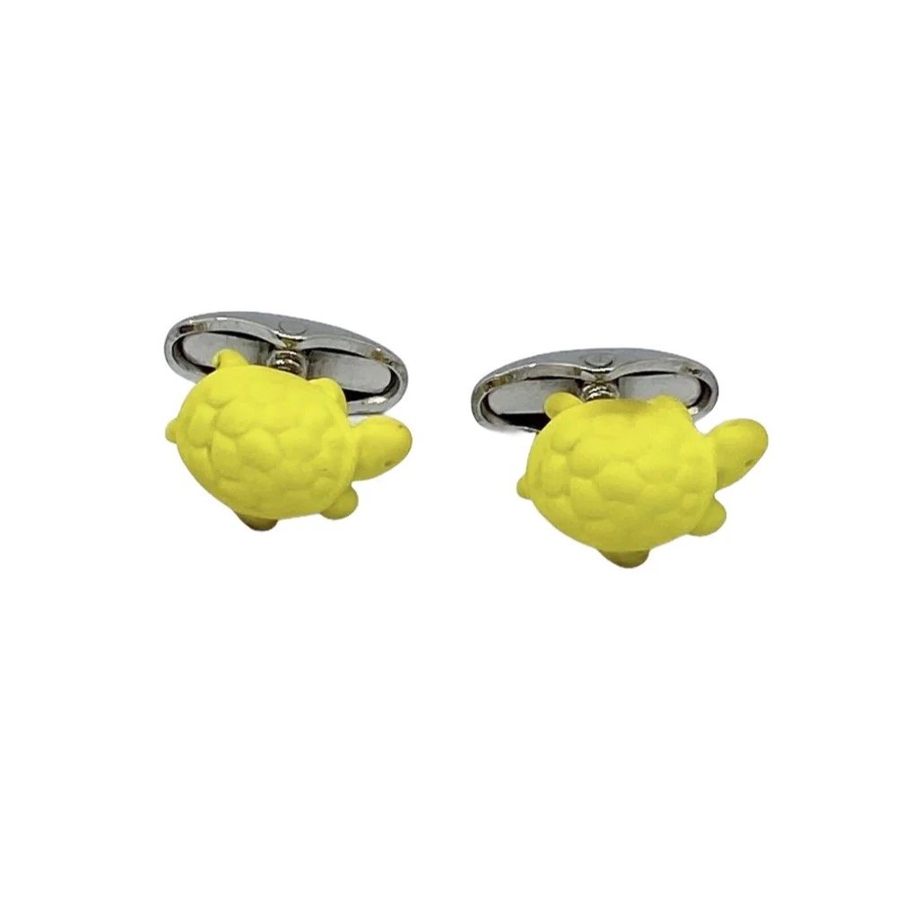 ETRO silver enamel turtle cufflinks SKU-1999: Measurements: 3/4" Long by 1/2" Wide Material: stainless steel Signed: Etro Condition: Like New SKU-1999