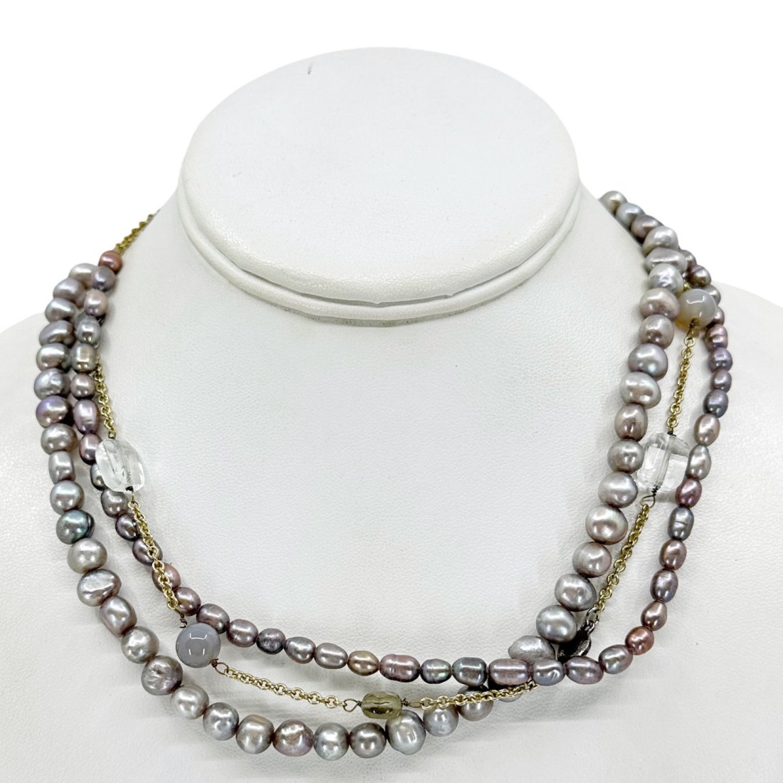 freshwater pearl quartz & chalcedony bead necklace SKU-1976 (1 of 5)