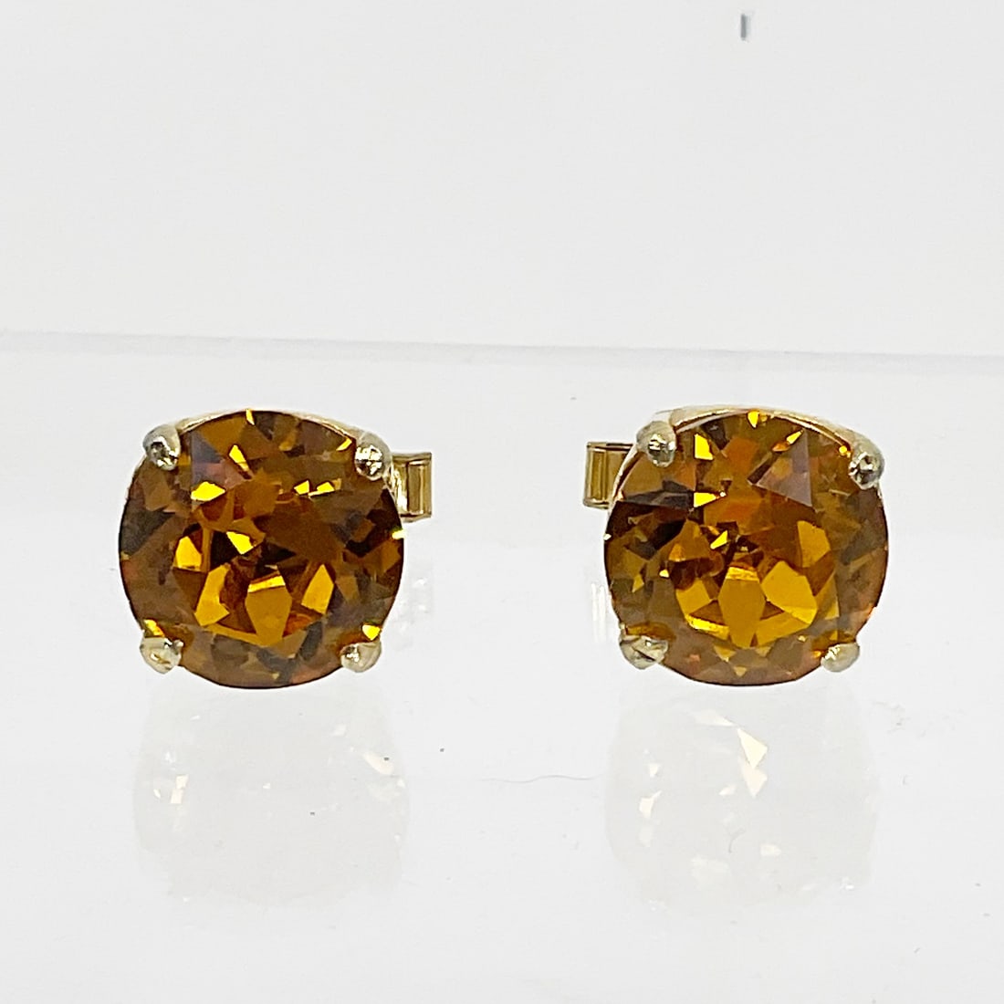Vintage Gold Tone citrine rhinestone Cufflinks SKU-1009 (1 of 3)