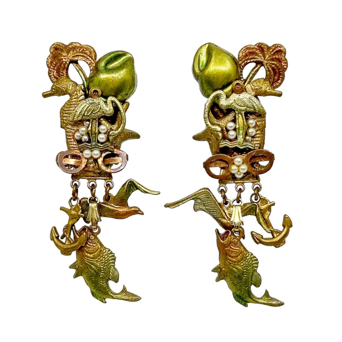 Vintage Hand Made art charm earrings SKU-1057 (1 of 3)