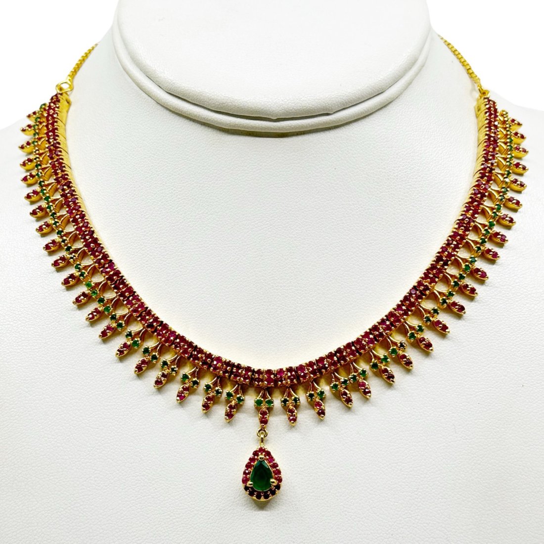 Indian 22k Gold filled ruby & emerald necklace SKU-1122 (1 of 5)