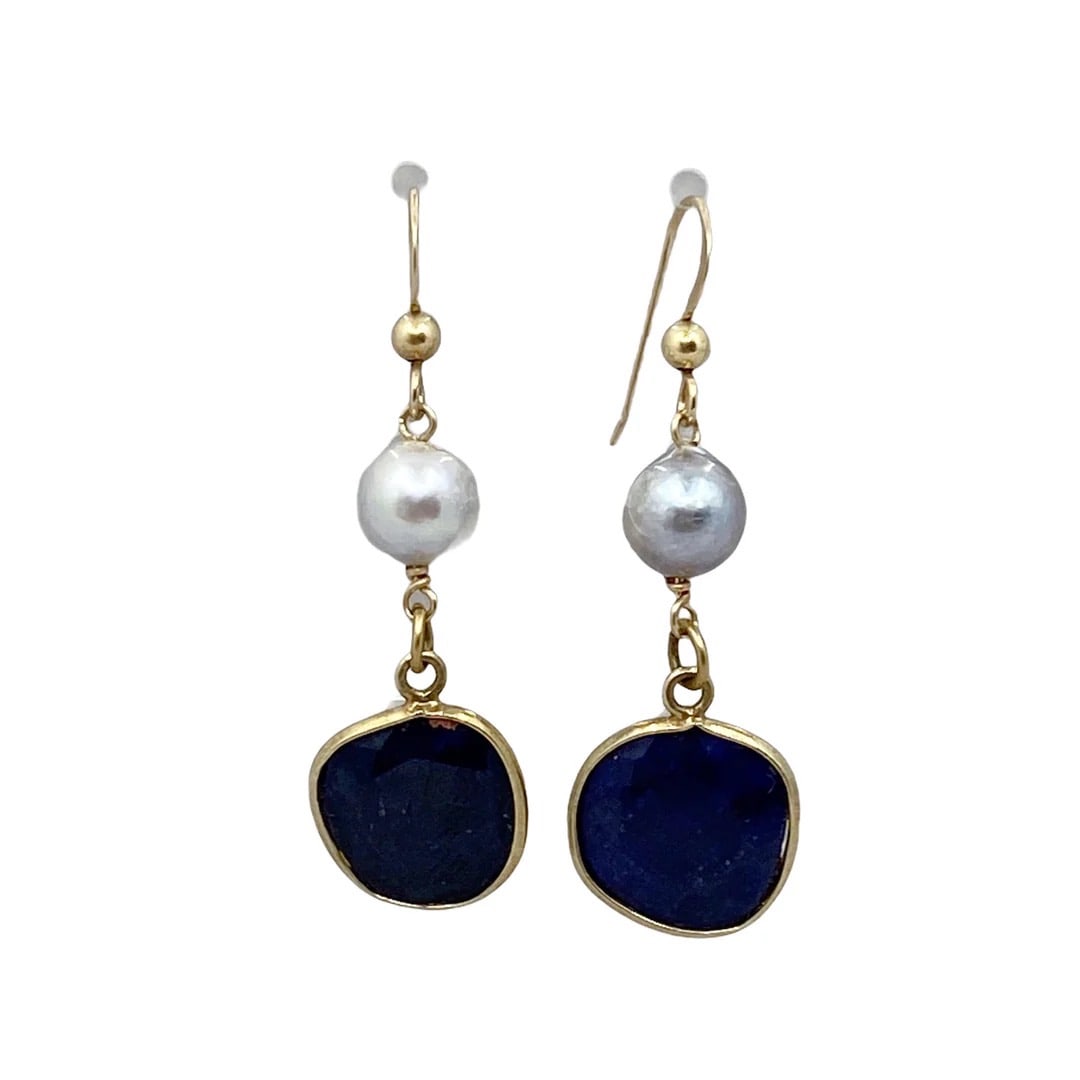 14k gold filled pearl sapphire earrings SKU-1793 (1 of 4)