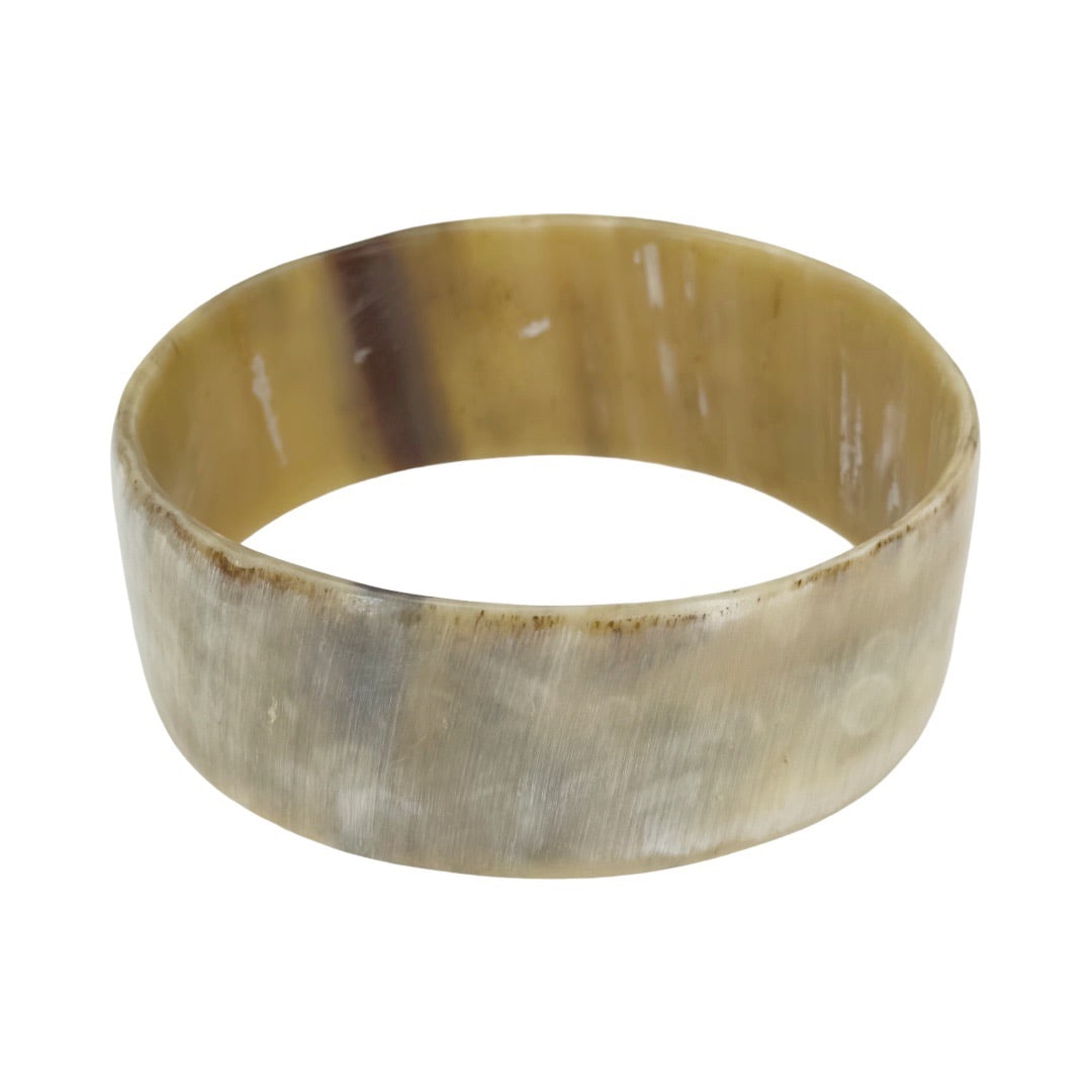 Carved Horn arm bangle bracelet SKU-1811: Measures: 9 3/8" inner circumference by 1 3/8" wide in very good condition SKU-1811