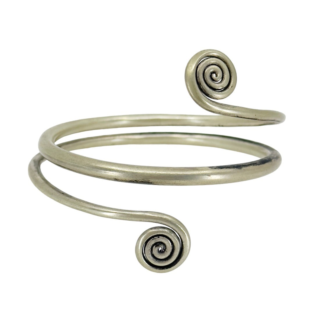 Vintage Silver Spiral armlet bangle bracelet SKU-1815: Measures: 7 3/4" inner circumference by 2 1/4" wide in very good condition SKU-1815