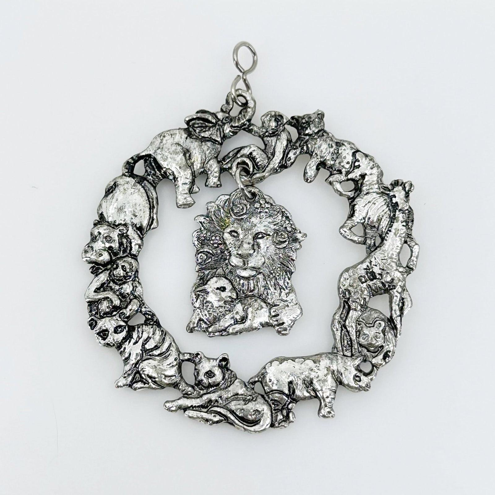 Arthur Court safari pewter pendant - Christmas ornament SKU-1844: Measures: 3" long by 2 5/8" wide Hallmark: Arthur Court In very good condition SKU-1844