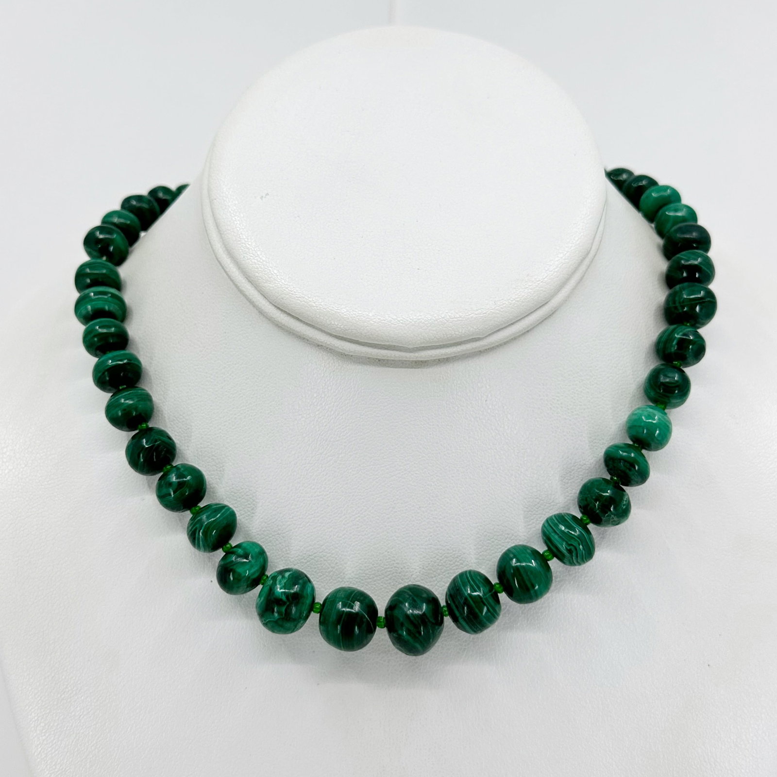 Vintage African Graduated malachite & glass bead necklace SKU-171 (1 of 3)