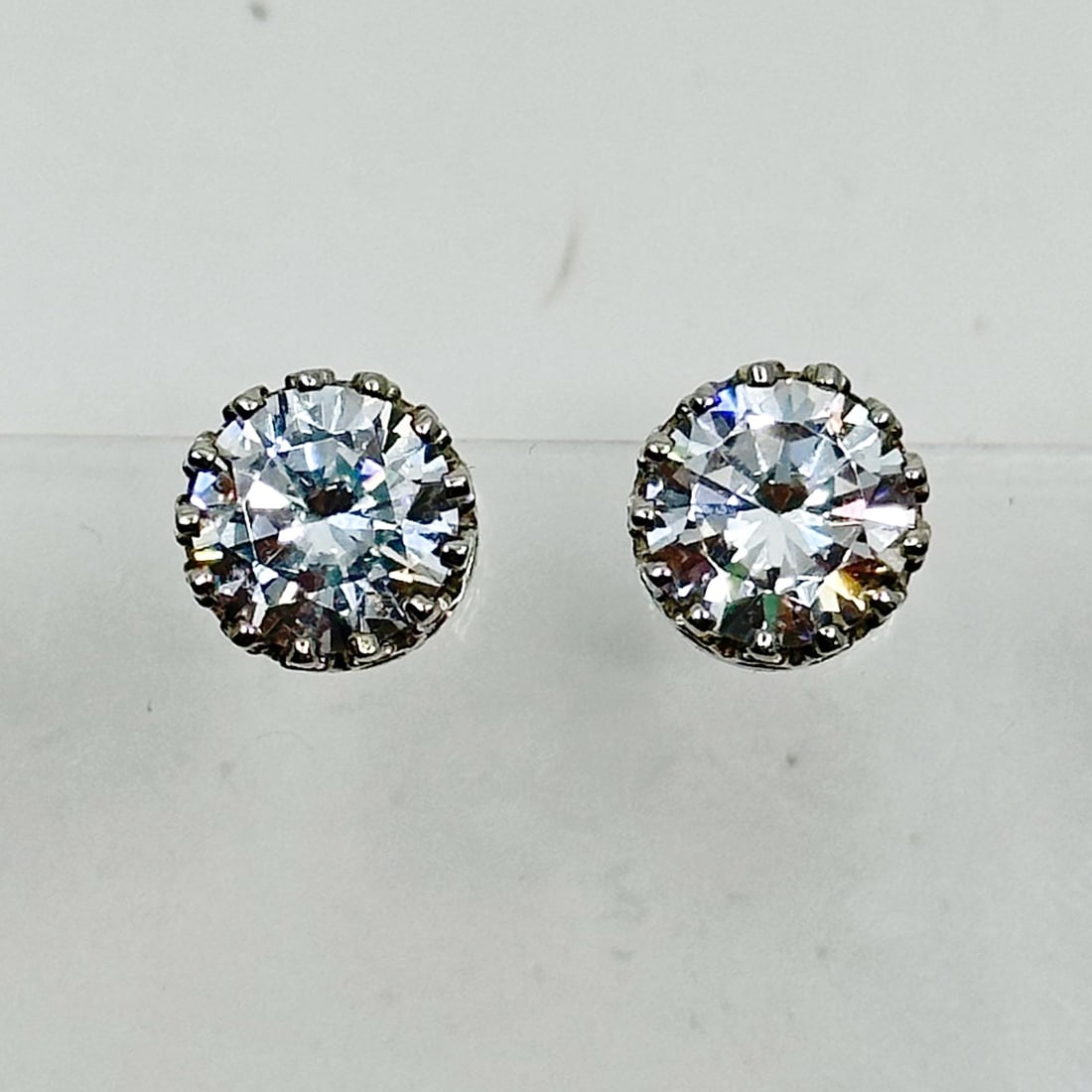 ART Sterling silver cubic zirconia stud earrings SKU-251 (1 of 3)