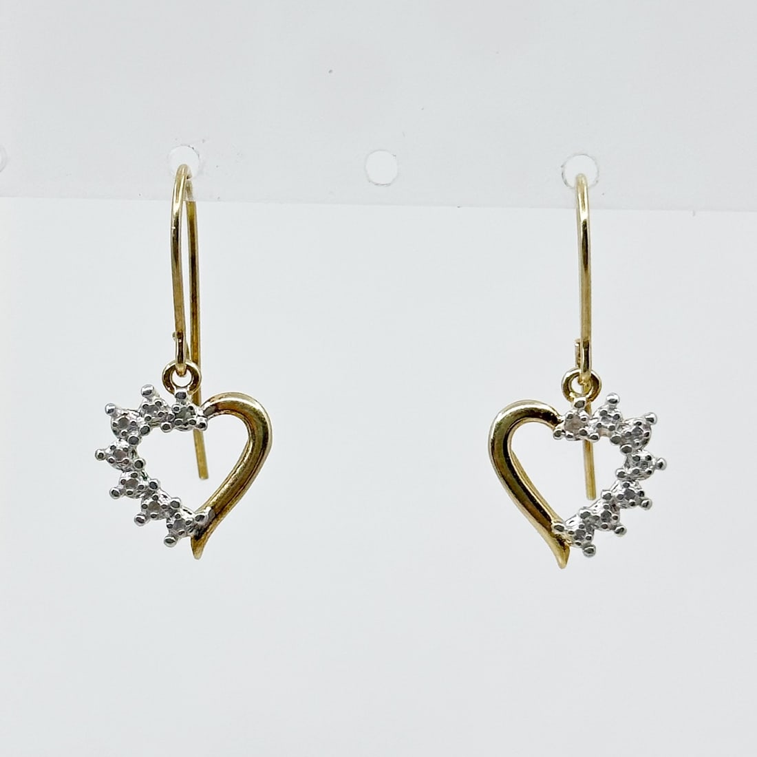 Gold Vermeil Sterling silver diamond heart earrings SKU-421 (1 of 2)