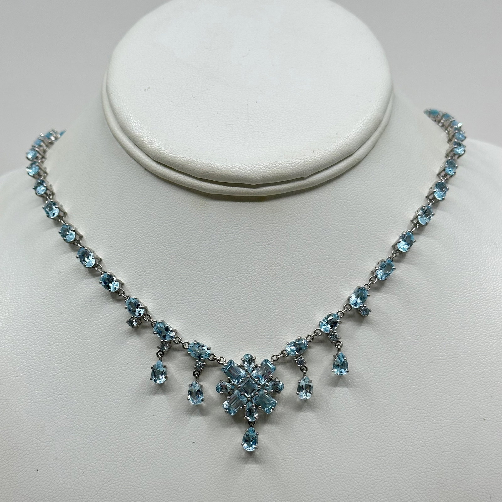 Sterling silver blue topaz necklace  SKU-474 (1 of 4)