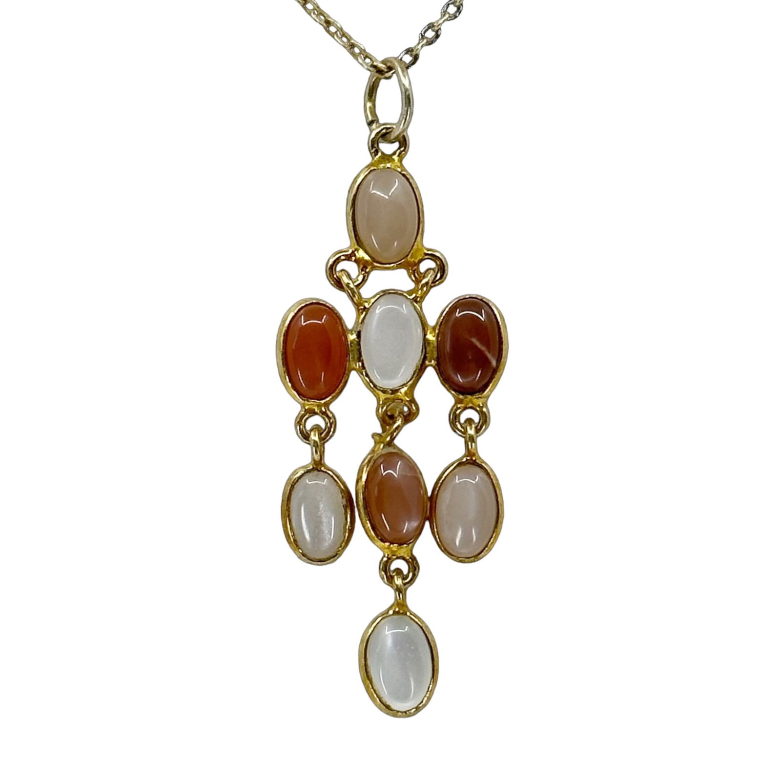Gold Vermeil sterling silver moonstone pendant SKU-492: measures: 1 5/8" long by 5/8" wide crafted with moonstone In very good condition