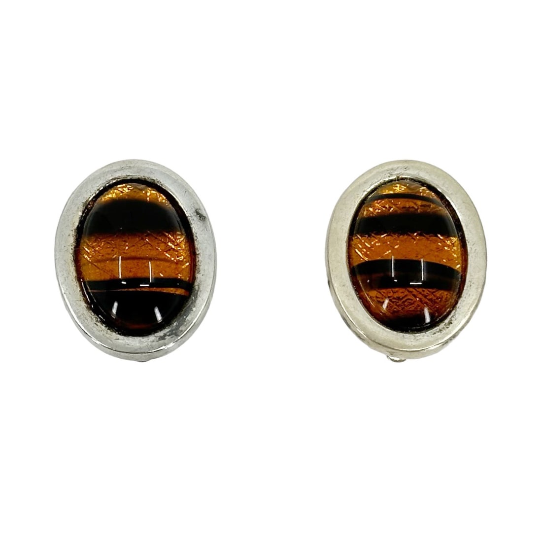 Ralph Lauren silver tone glass clip on earrings SKU-776: Measures: 3/4" long by 1/2" wide Hallmark: RL In very good condition SKU-776