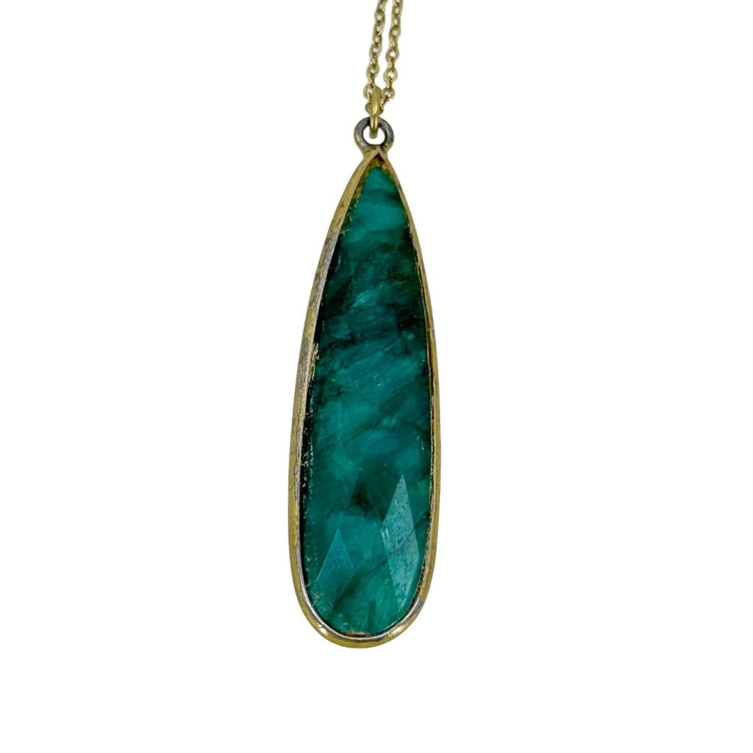Gold vermeil Sterling silver emerald pendant necklace SKU-785 (1 of 3)