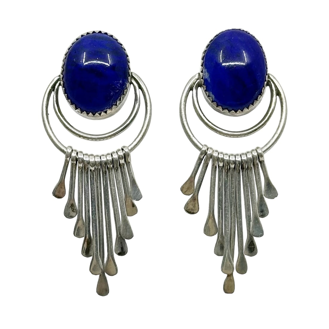 Navajo Augustine Largo Sterling silver lapis lazuli drop earrings SKU-468 (1 of 4)