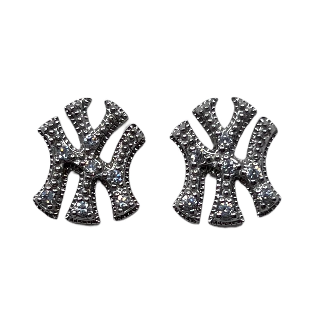 New York Yankees sterling silver cubic zirconia earrings SKU-844: Measurements: 1/2" Long x 1/2" Wide Gemstones: cubic zirconia Material: sterling silver Signed: 925 Condition: new SKU-844