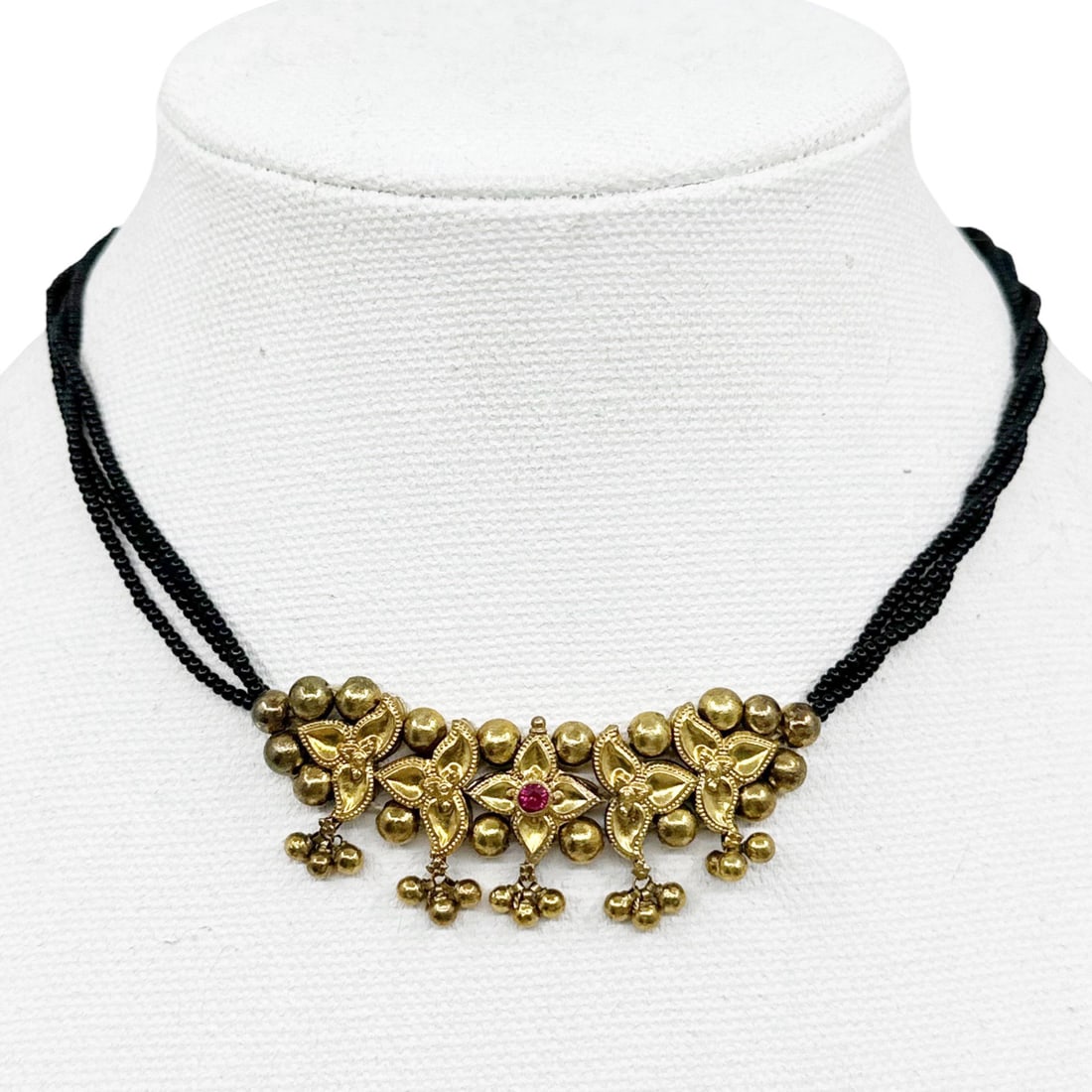 Vintage Indian 22k Gold vermeil sterling silver ruby necklace SKU-912 (1 of 6)