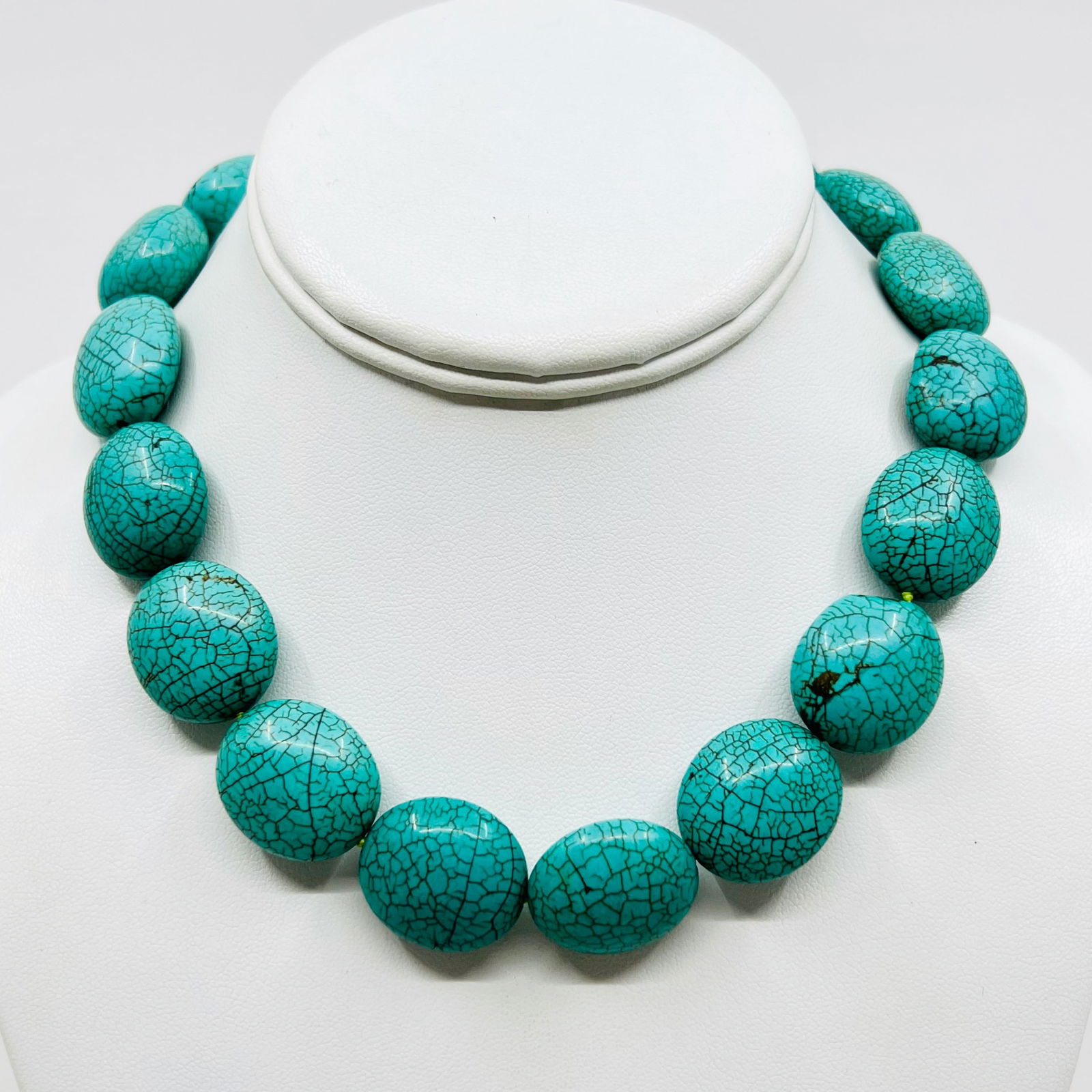 silver turquoise bead necklace SKU-1691 (1 of 3)
