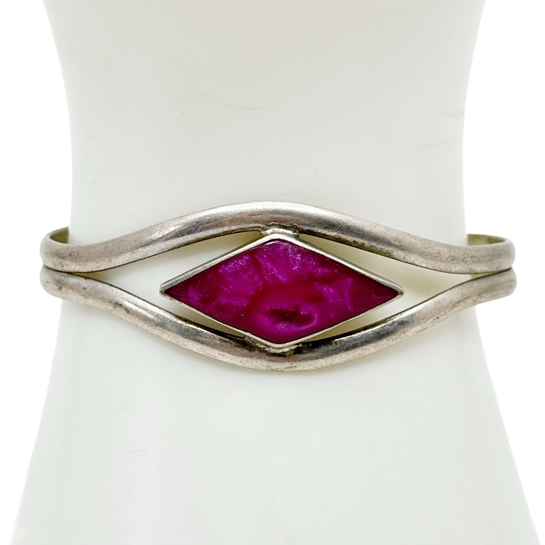 Vintage Mexican alpaca enamel cuff bracelet SKU-2075 (1 of 5)