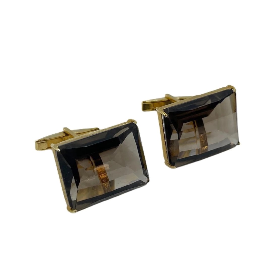 18k Gold filled smoky quartz cufflinks SKU-1823 (1 of 3)