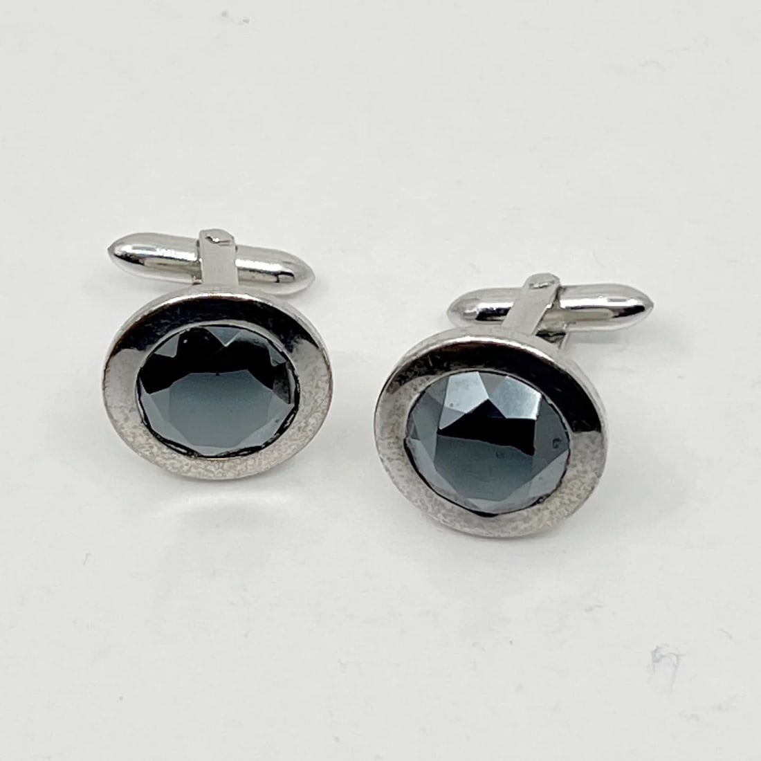 Cavalier silver tone hematite cufflinks SKU-1897 (1 of 3)