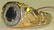 559: Chunky 10kt Gold Estate Ring w Diamonds & Onyx?