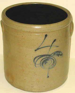 Old Slip Decorated Salt Glaze 4gal Red Wing Crock: This old crock is in great condition, no chips, cracks or damage.