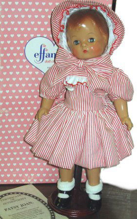 1995 16" Patsy Joan Vinyl Doll MIB Effanbee: THIS IS A 1995 EDITION EFFANBEE DOLL CO. REPLICA. THE DOLL IS CAST FROM MOLDS OF THE ORIGINAL PATSY JOAN DOLL MADE BY EFFANBEE DOLL COMPANY IN 1946. The costume is also reproduced from an original PAT