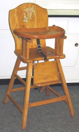 1950s Vintage Baby High Chair W Decals