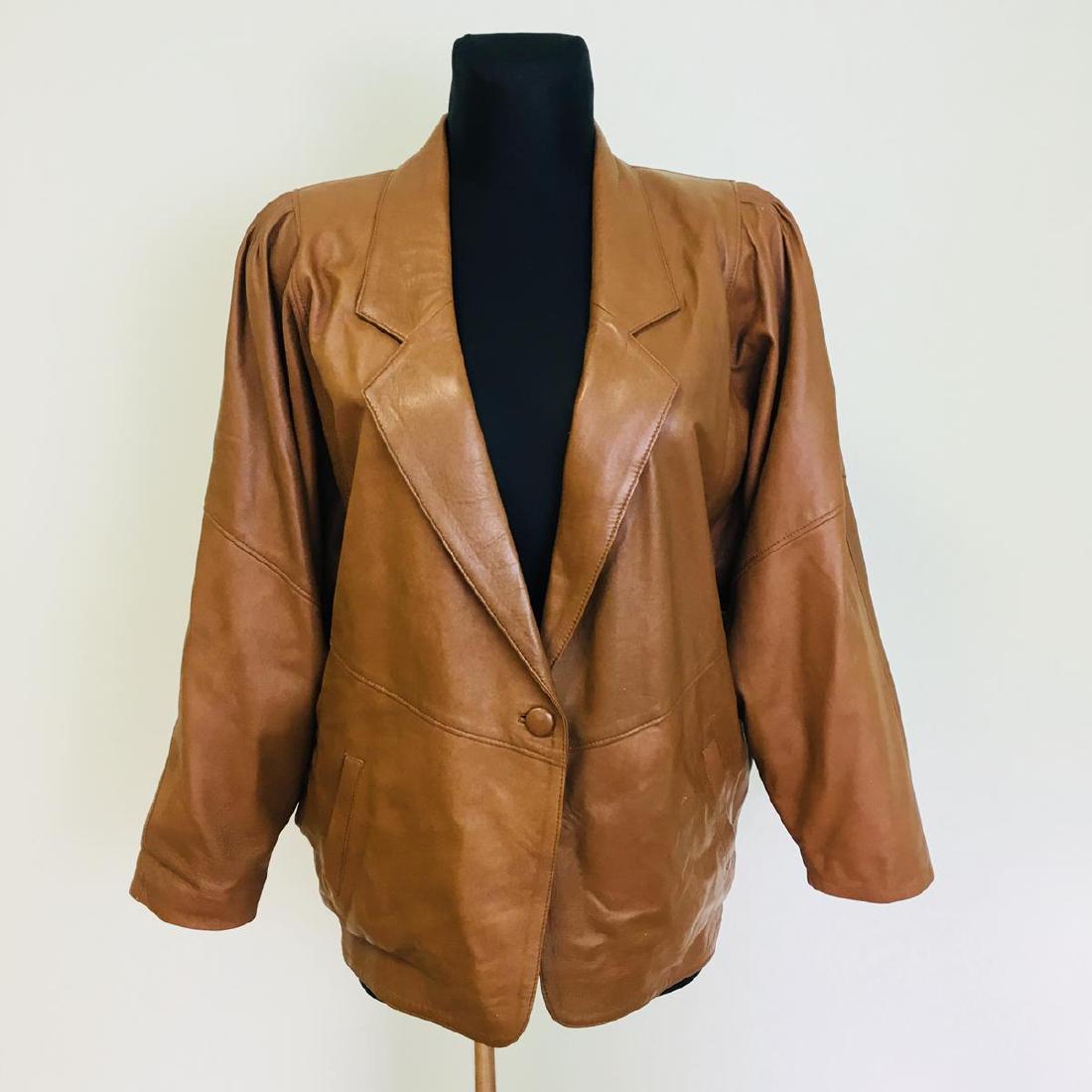 Vintage Women's Leather Jacket Coat Size EUR 42 US 12 (1 of 5)