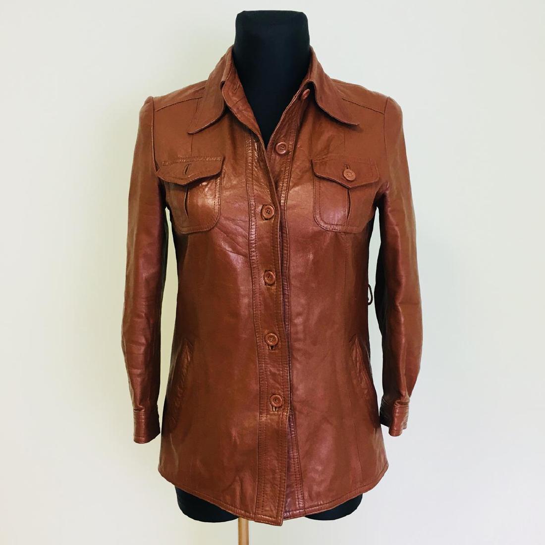Vintage Women's Leather Jacket Coat Size EUR 44 US 14 (1 of 5)