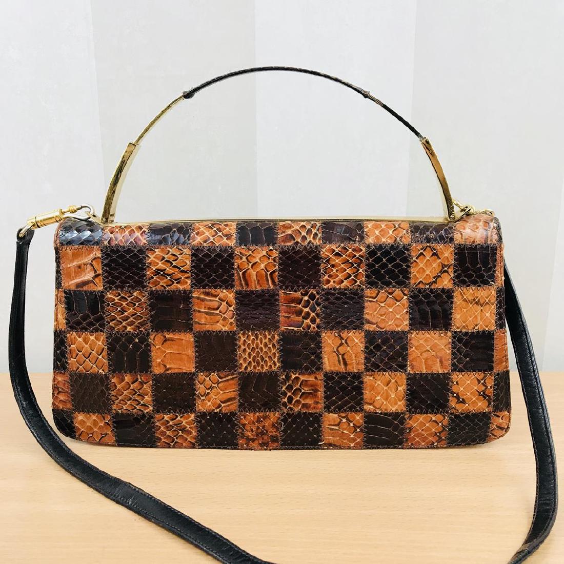 Vintage Handmade Genuine Snake Skin Leather Handbag (1 of 10)