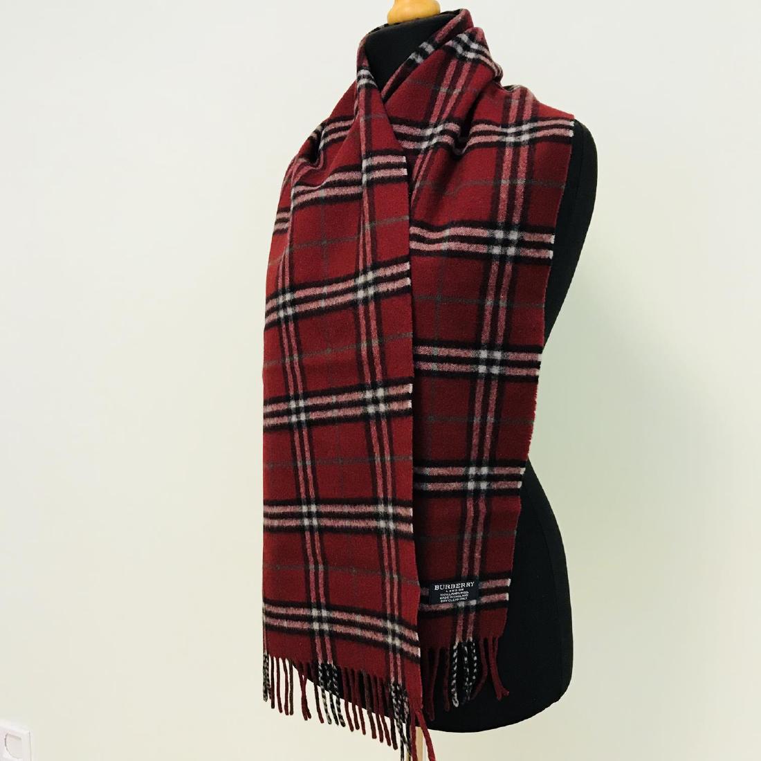 Burberry 100% Lambswool Cheery Red Nova Check Scarf (1 of 8)