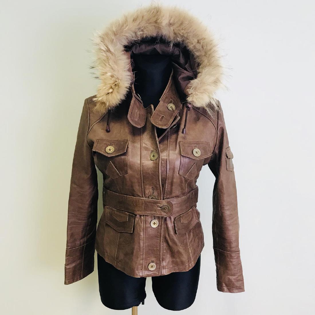Vintage Women's Leather Jacket With Fur (1 of 10)
