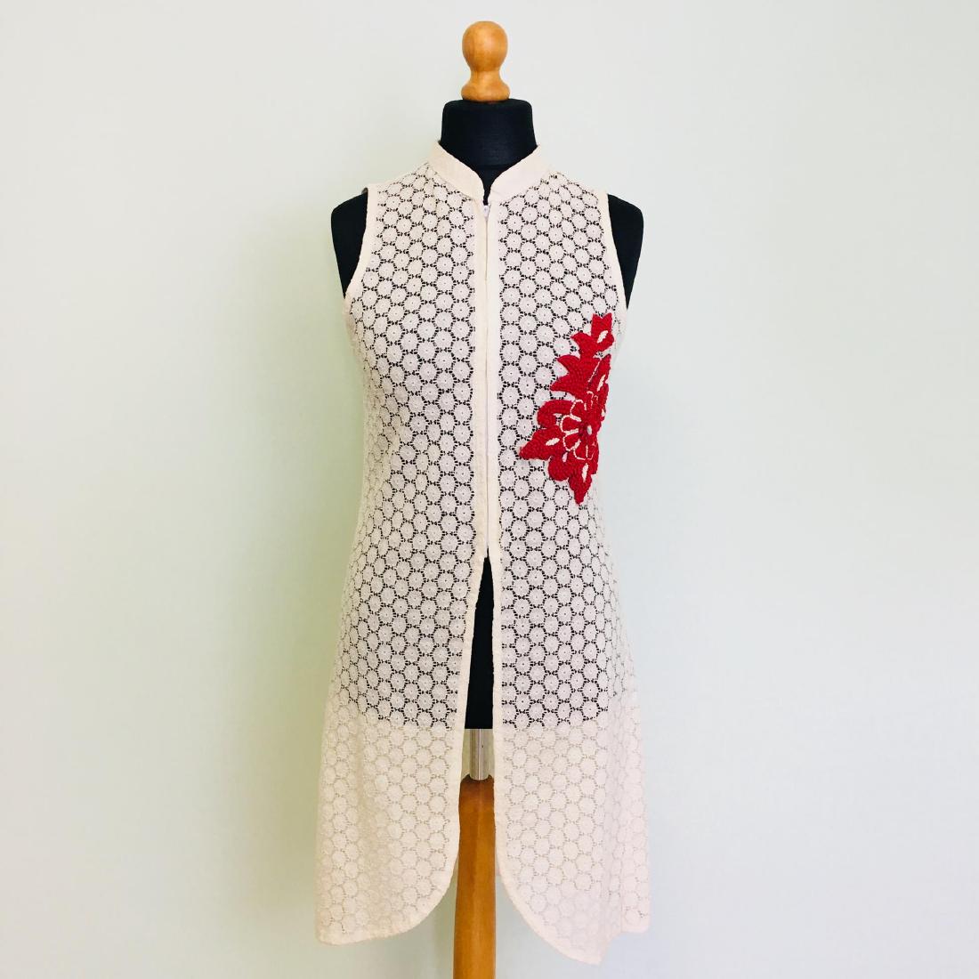 Vintage Women's Crochet Vest Waistcoat Cardigan Top: Size EUR 38 US 8 Vintage Armpit to Armpit: 18 in. Total length: 38.5 in.