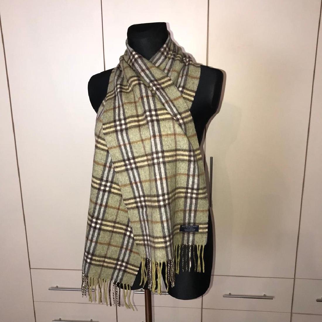 Burberry 100% Cashmere Big Khaki Nova Check Scarf: Vintage 100% Cashmere Measurements (inches): Width: 12 Length: 73
