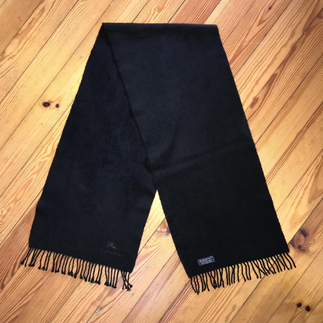 Burberry 100% Cashmere Black Scarf: Burberry 100% Cashmere Black Scarf Vintage Measurements (inches): Width: 12 Length: 60