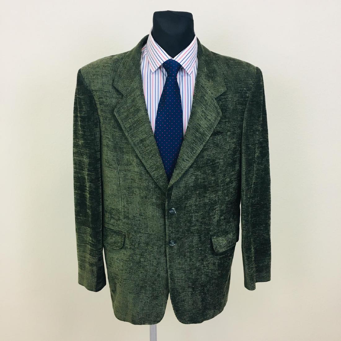 Men's Fatih German Designer Wool Blend Blazer: Size EUR 52 US 42 67% Wool 33% Acrylic Armpit to Armpit: 23 in. Sleeve from shoulder seam: 25 in. Shoulder to shoulder: 20 in. Total length: 32.5 in.