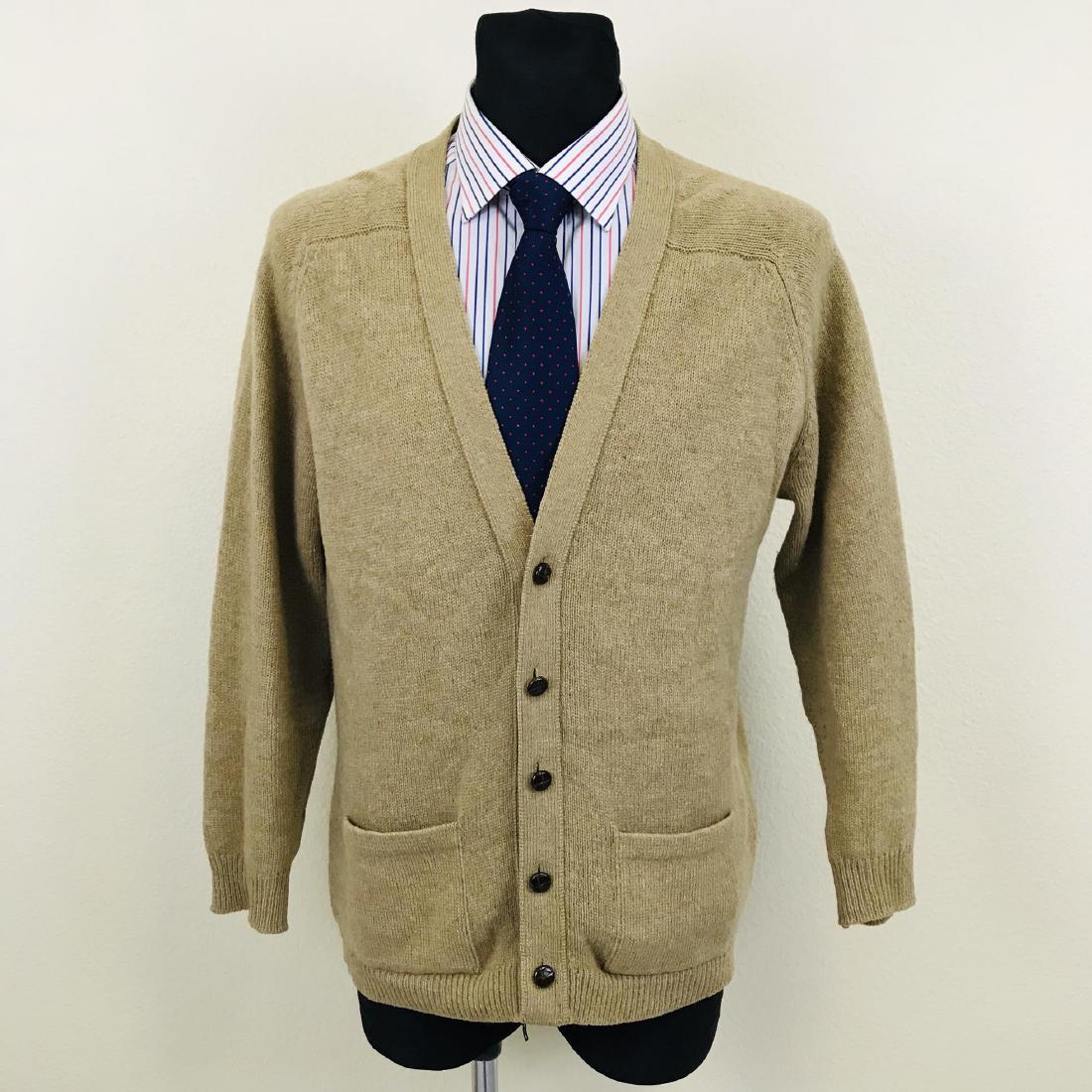 Vintage Men's 100% Shetland Wool Cardigan Sweater: Size EUR 52 US 42 Armpit to armpit: 22.5 in. Total length: 29.5 in.