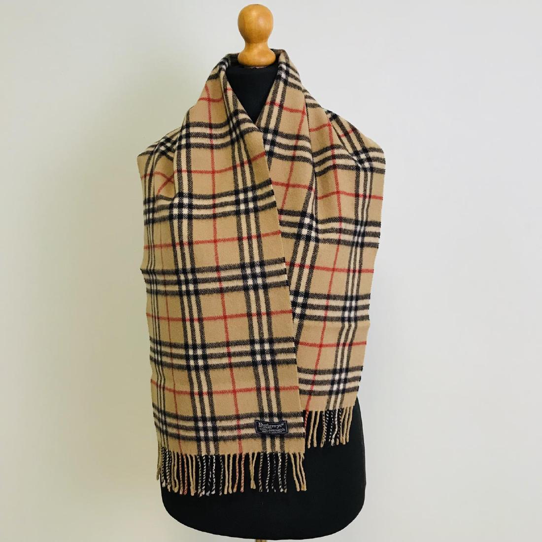 Vintage Burberry 100% Lambswool Scarf: Measurements (inches): Width: 11.5 Length: 56