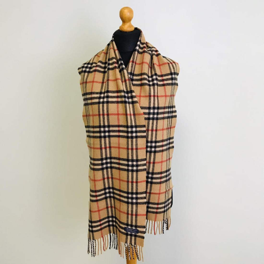 Vintage Burberry 100% Lambswool Scarf: Measurements (inches): Width: 12.5 Length: 73