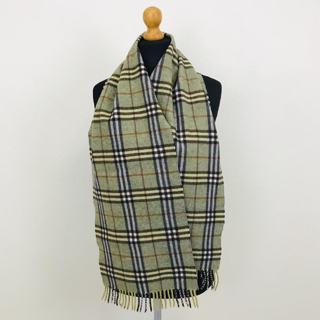 Vintage Burberry 100% Lambswool Scarf: 100% Lambswool Color: Khaki Measurements: 64 x 12 in.