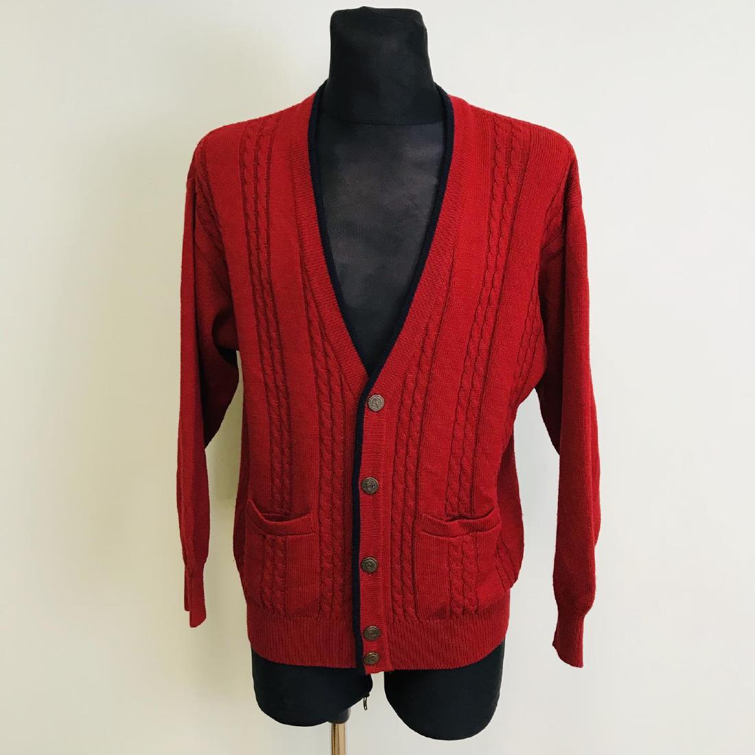Vintage Mens MALAGRIDA Italian Cardigan: Size L Armpit to Armpit: 23.5 in. Total length: 28 in.