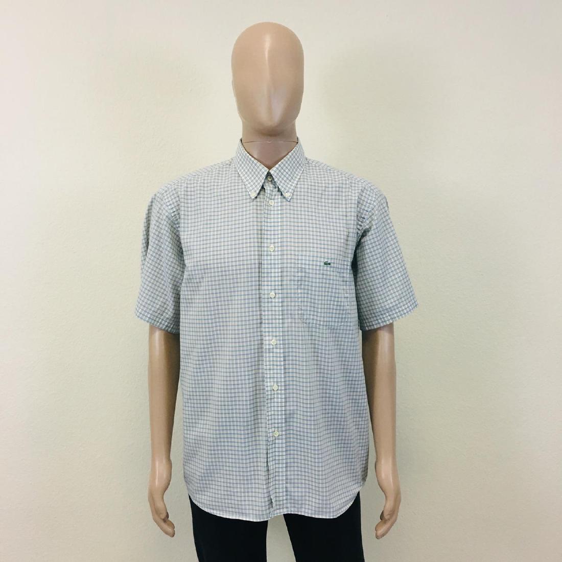 Men's LACOSTE Short Sleeve Shirt: Size 43/XL Armpit to Armpit: 25 in. Total length: 32 in.