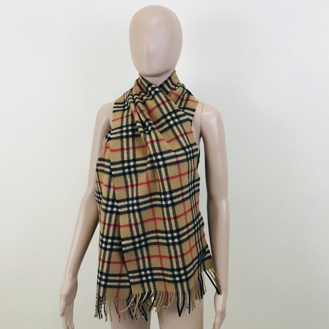 Burberry 100% Lambswool Camel Brown Nova Check Scarf: Measurements (inches): Width: 12 Length: 66