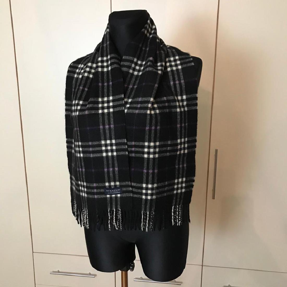Burberry 100% Cashmere Black Nova Check Scarf: Vintage 100% Cashmere Measurements (inches): Width: 12 Length: 56