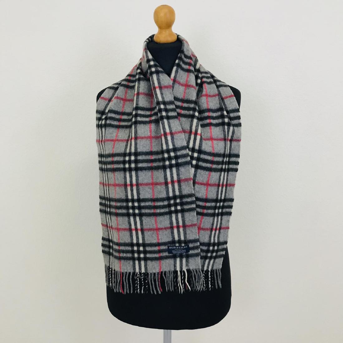 Burberry 100% Cashmere Grey Nova Check Scarf: 100% Cashmere Measurements (inches): Width: 11 Length: 55