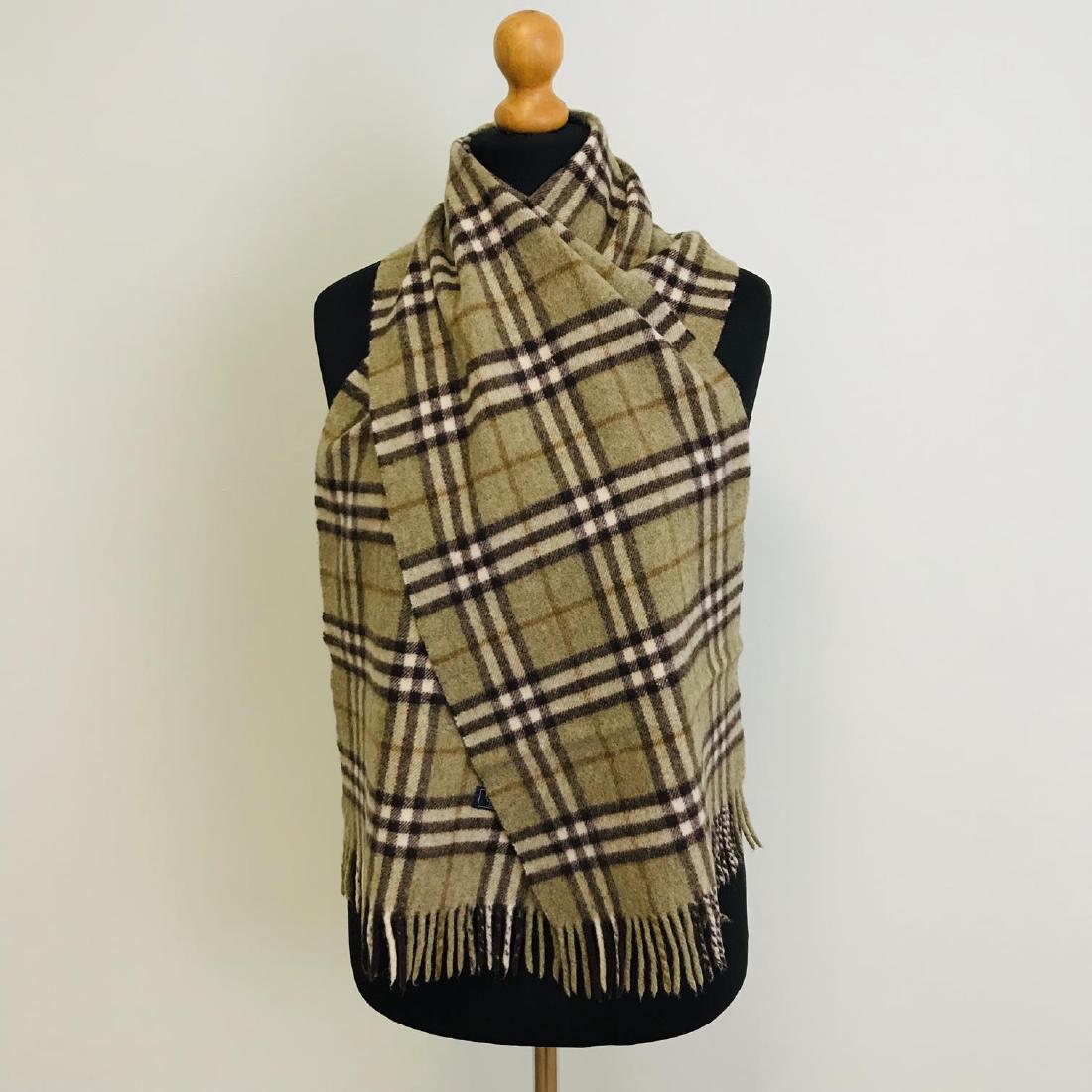 Vintage Burberry 100% Lambswool Scarf: Measurements (inches): Width: 11.5 Length: 63