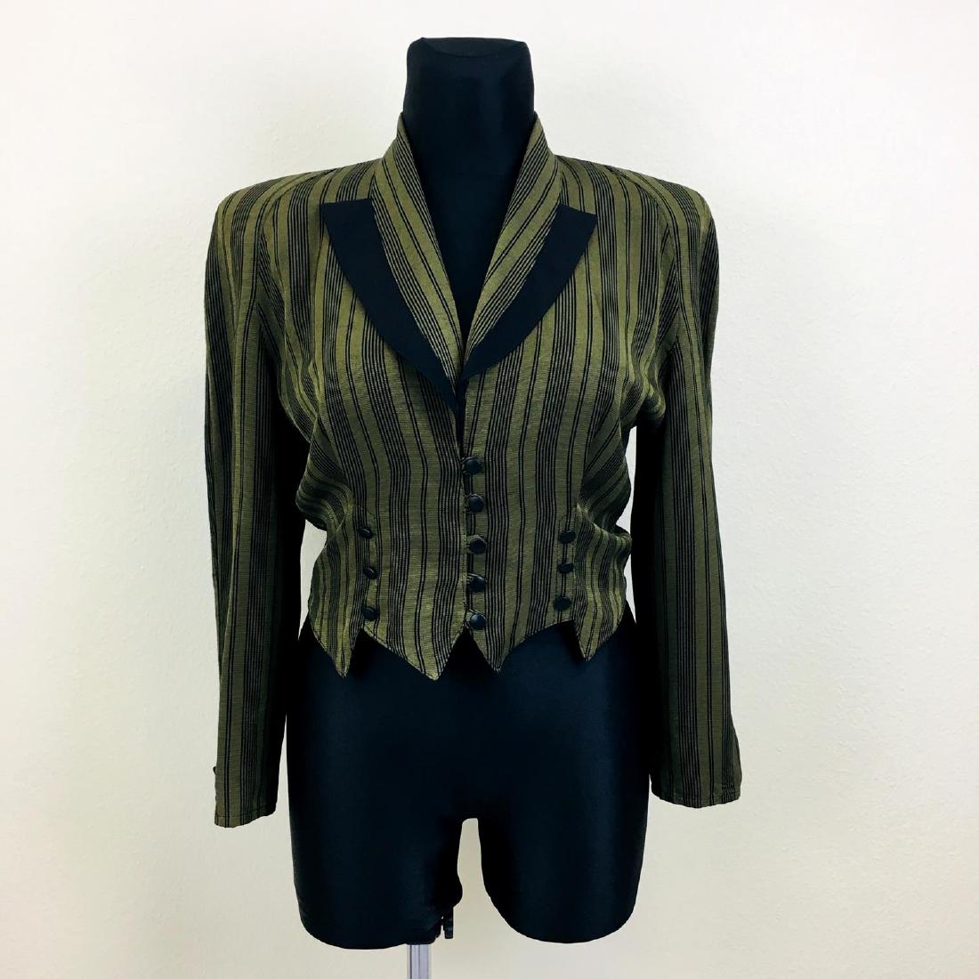 Vintage Women's Unknown French Designer Blazer Jacket: Size EUR 42 US 12 100% Viscose Armpit to Armpit: 21 in. Total length: 18.5 in.